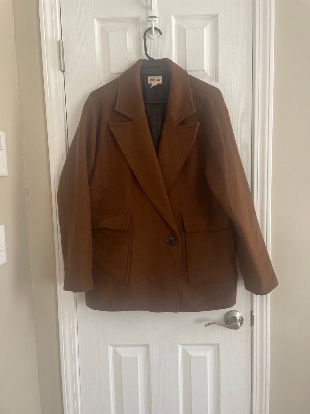 Open Edit Felted Blend Hip Length Coat for men, A72